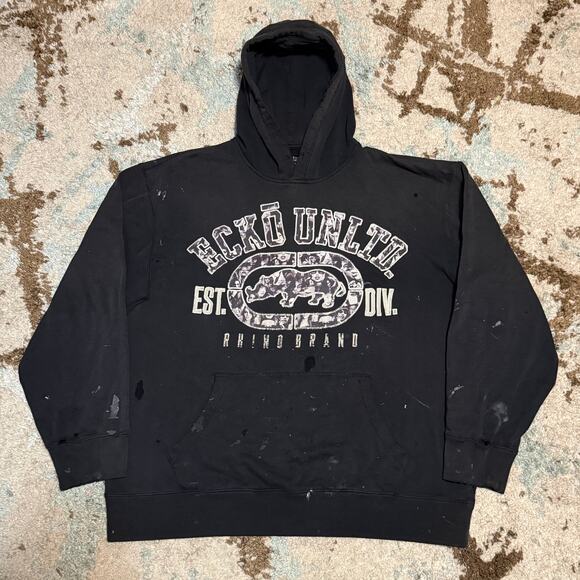 Vintage Ecko Unltd Girl Logo Hoodie Size 2XL Distressed Thrashed Y2K - Picture 1 of 8